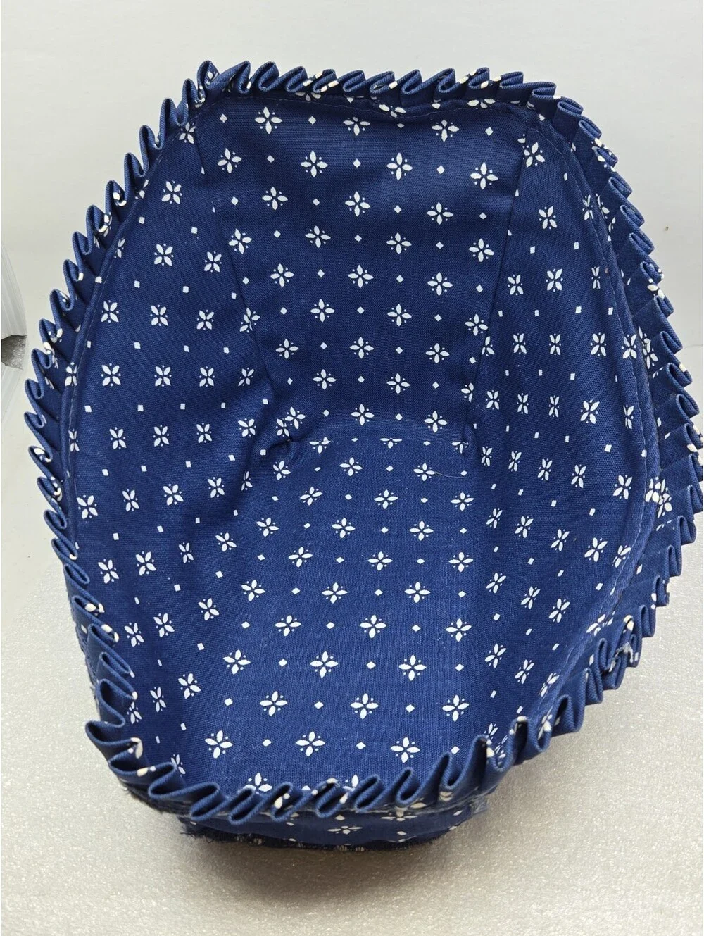1990 LONGABERGER Medium Vegetable Basket w/Handles & Blue Fabric Liner No Insert